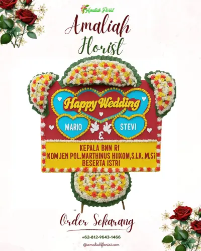Karangan Papan Bunga Pernikahan di Petak